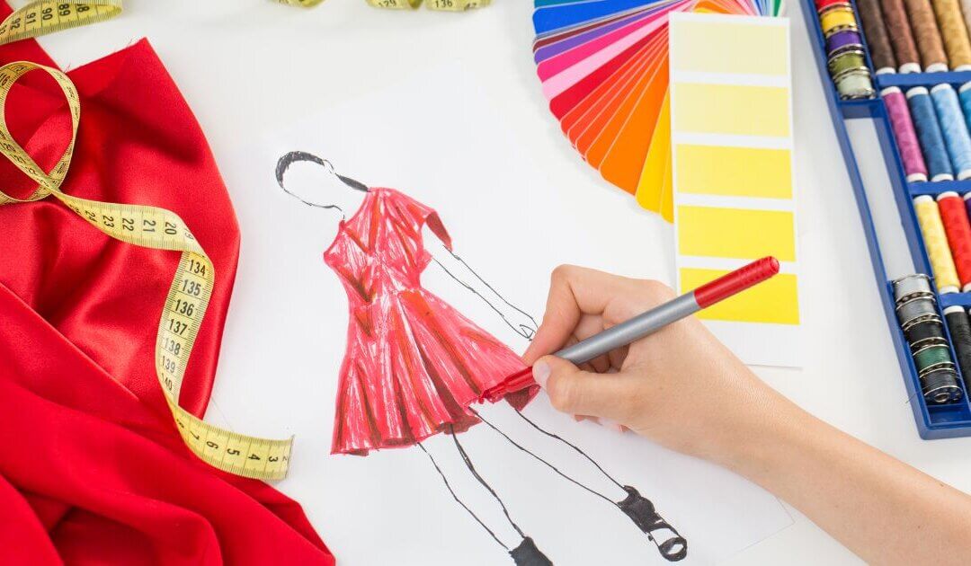 close up of woman creating a design whilst doing one of the fashion design courses at Regent Academy
