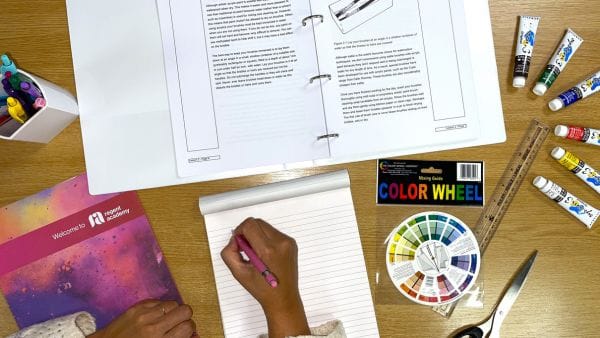 Regent Academy interior design course materials onn a desk